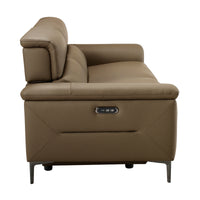 Mondrich 3 Seater Leather Electirc Recliner Sofa Lounge USB Charging Port Brown
