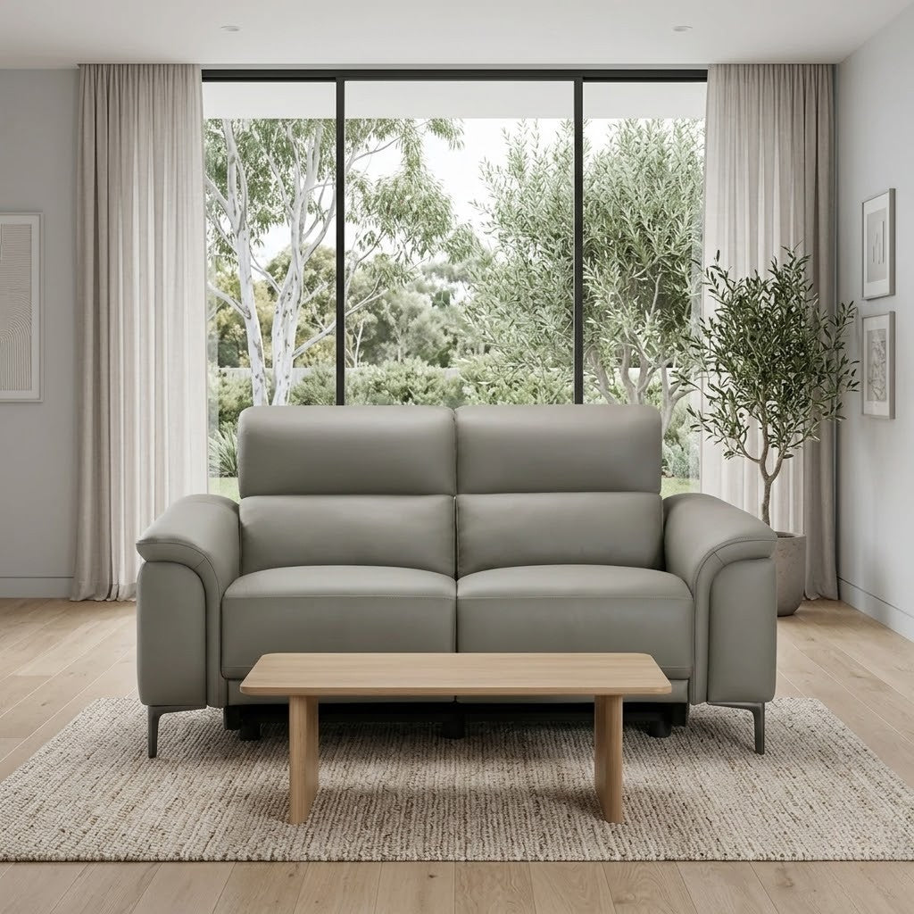 Mondrich 2 Seater Leather Electirc Recliner Sofa Lounge USB Charging Port Grey