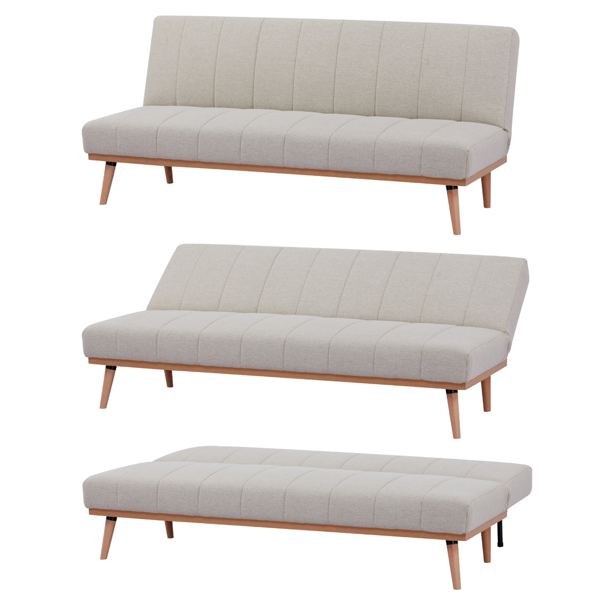 Monroe 3 Seater Sofa Bed Beige 