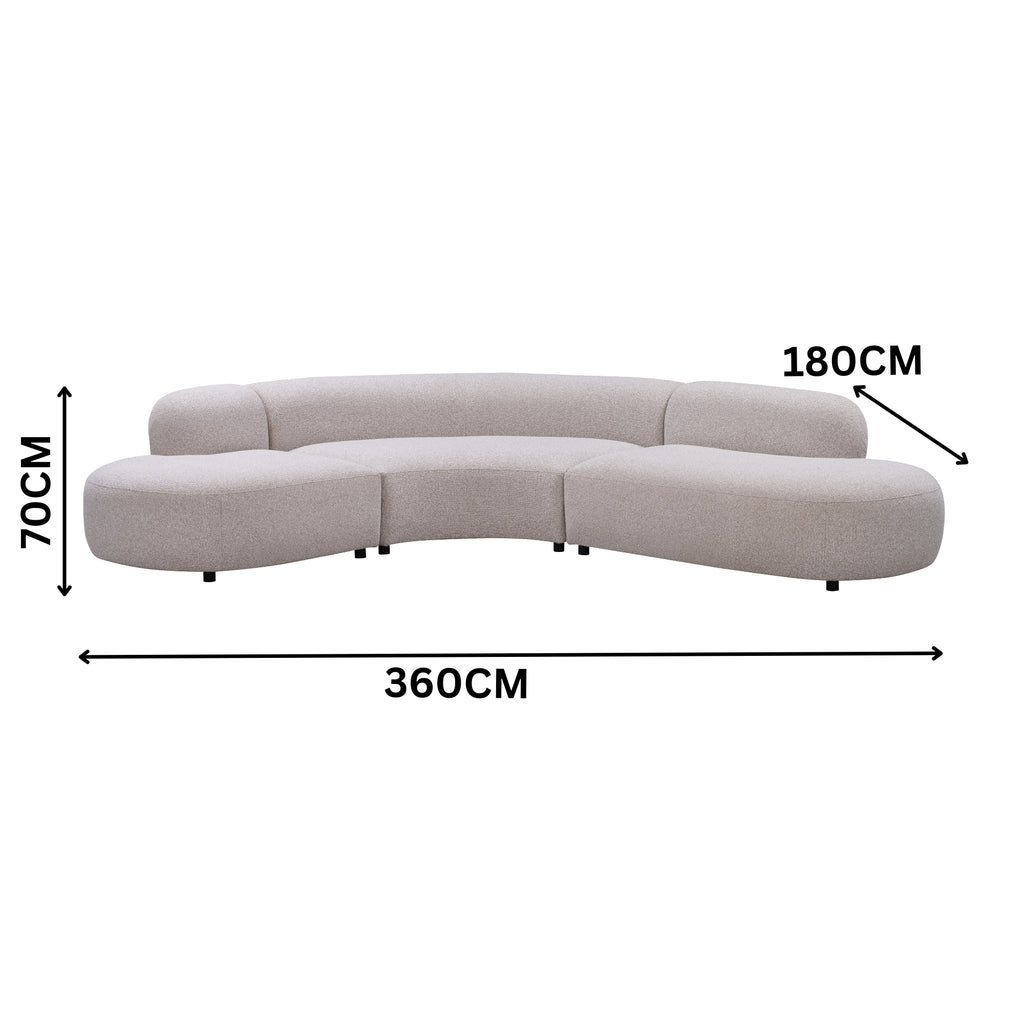 Montana 3 Seater Curved Fabric Sofa Champagne Beige 