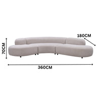 Montana 3 Seater Curved Fabric Sofa Champagne Beige 