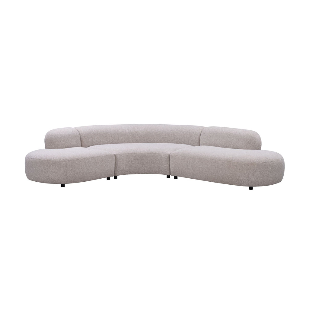 Montana 3 Seater Curved Fabric Sofa Champagne Beige 