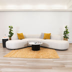 Montana 3 Seater Curved Fabric Sofa Champagne Beige 