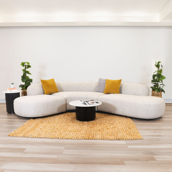 Montana 3 Seater Curved Fabric Sofa Champagne Beige 
