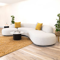 Montana 3 Seater Curved Fabric Sofa Champagne Beige 