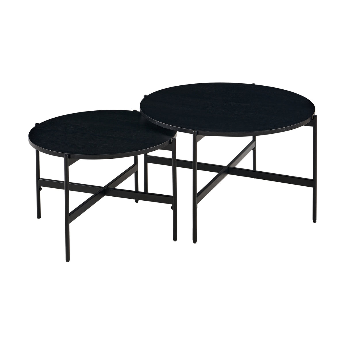 Montrel Set Of 2 Nesting Round Coffee Tables Black 