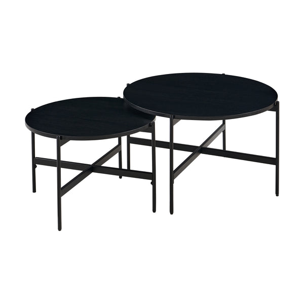 Montrel Set Of 2 Nesting Round Coffee Tables Black 