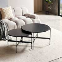 Montrel Set Of 2 Nesting Round Coffee Tables Black 