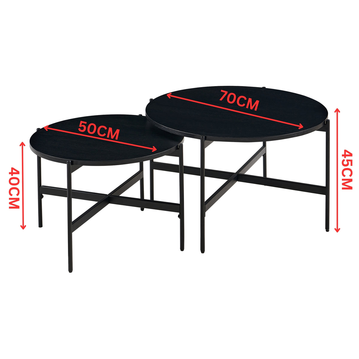 Montrel Set Of 2 Nesting Round Coffee Tables Black 