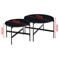 Montrel Set Of 2 Nesting Round Coffee Tables Black 