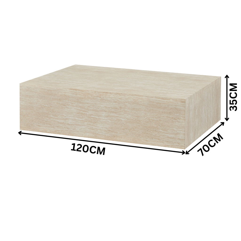 Monument 120cm Rectangular Coffee Table Travertine Beige
