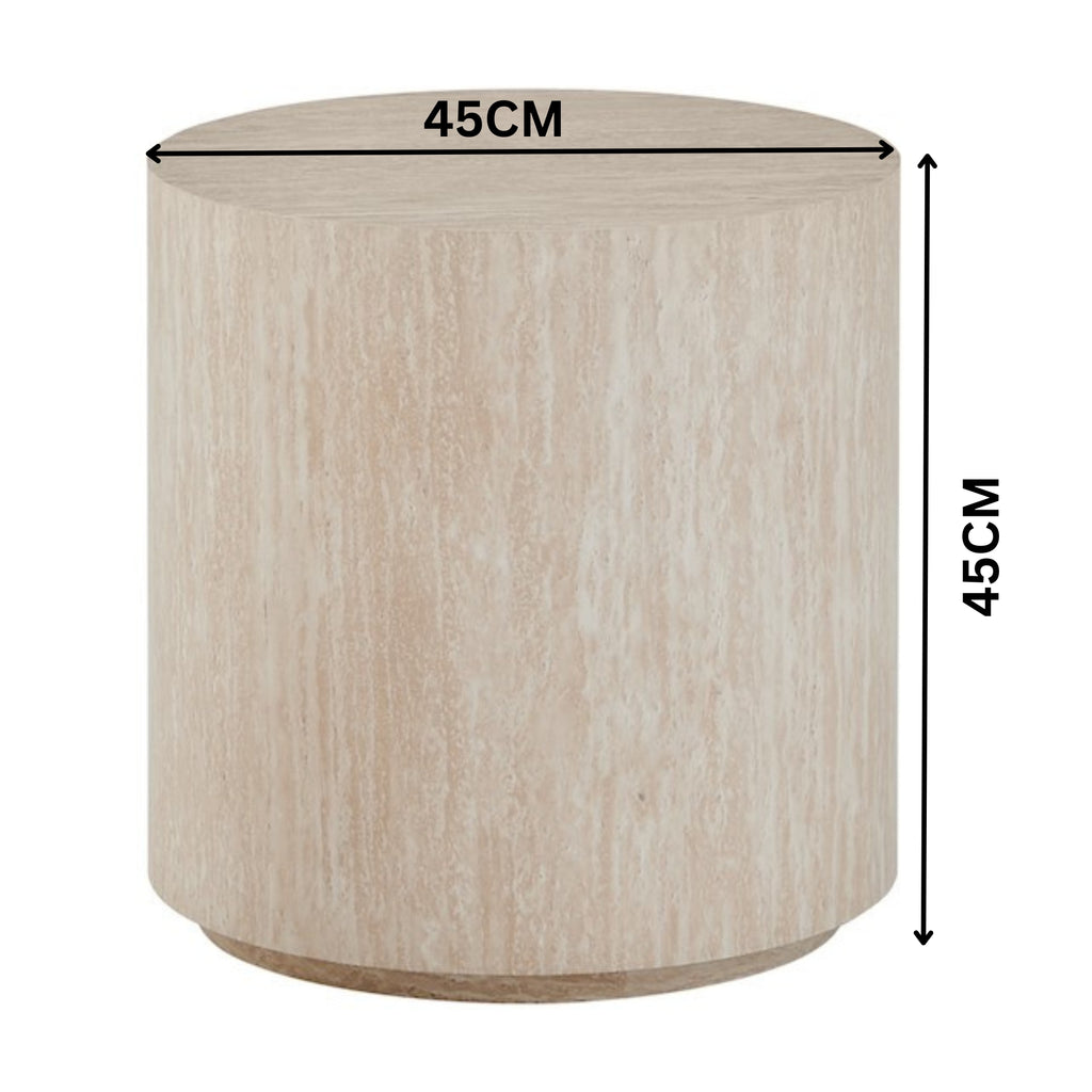 Monument 45cm Round Side Table Travertine Beige