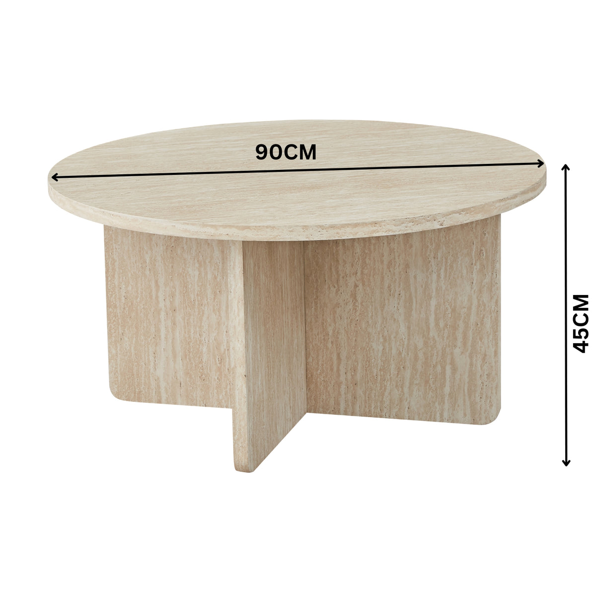 Monument 90cm Round Coffee Table Travertine Beige