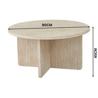 Monument 90cm Round Coffee Table Travertine Beige