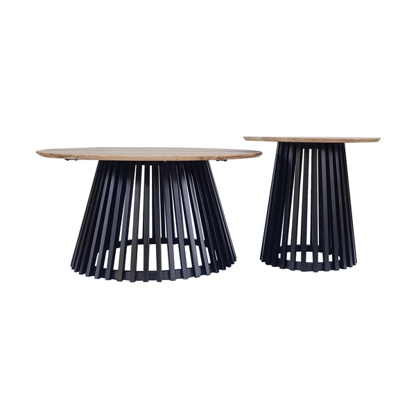 Moon 2pc Round Coffee Table Black Natural