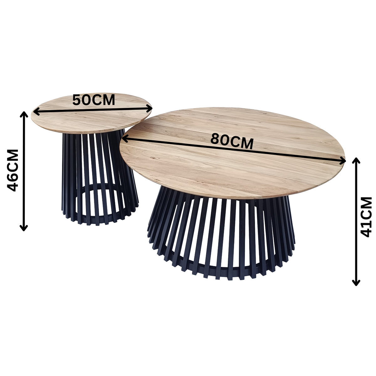 Moon 2pc Round Coffee Table Black Natural