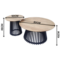 Moon 2pc Round Coffee Table Black Natural