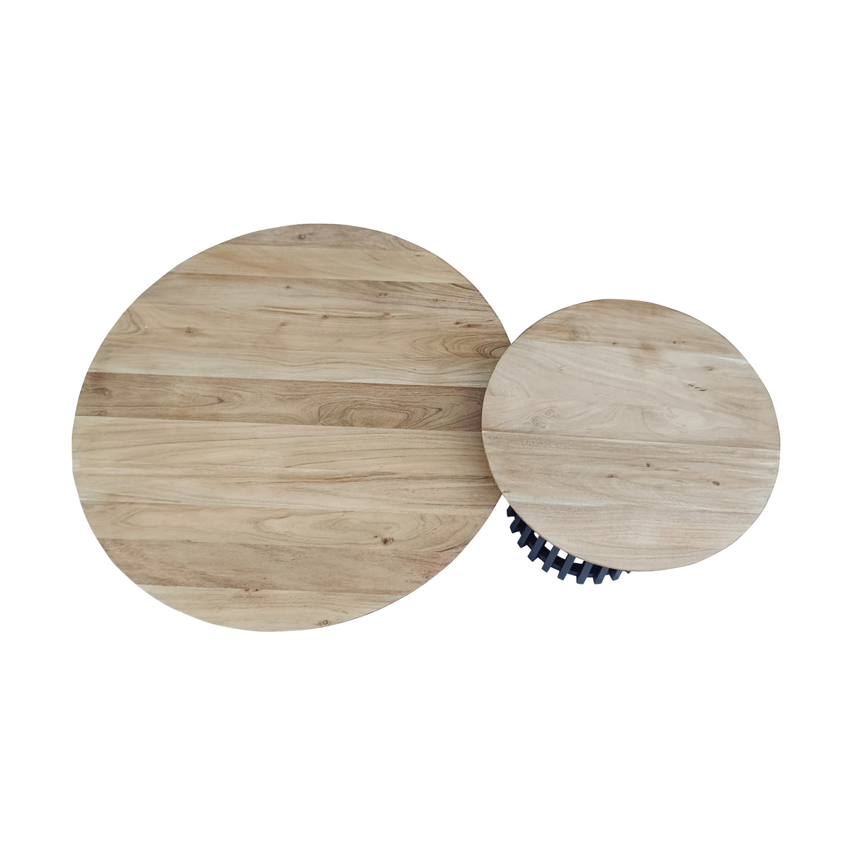 Moon 2pc Round Coffee Table Black Natural