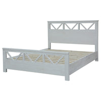 Myer 4pc Bed Frame Suite Bedside Tallboy Package White Wash Queen 