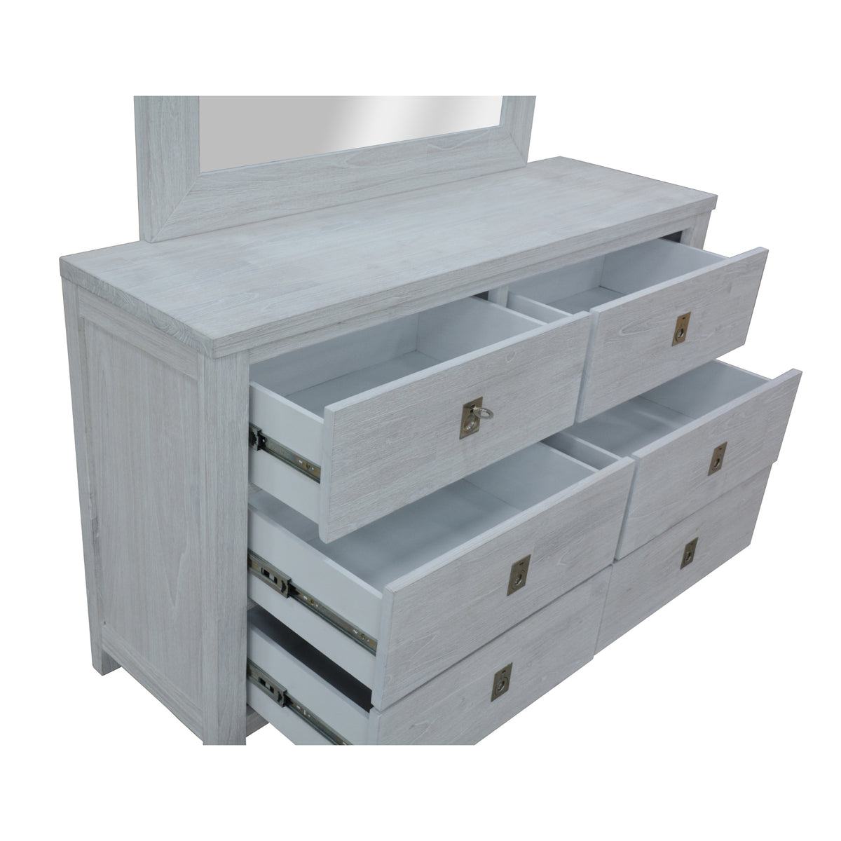 Myer 4pc Set 2 Bedside Dresser Mirror Storage Cabinet Side End Table White Wash