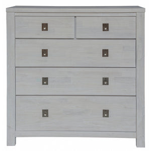 Myer Tallboy 5 Chest of Drawers Storage Cabinet White Wash