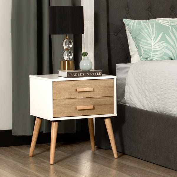 Myst 2 Drawers Bedside Table Nightstand Side End Bedroom Storage Cabinet White