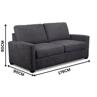 Nathan  Fabric Sofa Double Bed Lounge Couch Memory Foam Mattress Graphite Dark Grey