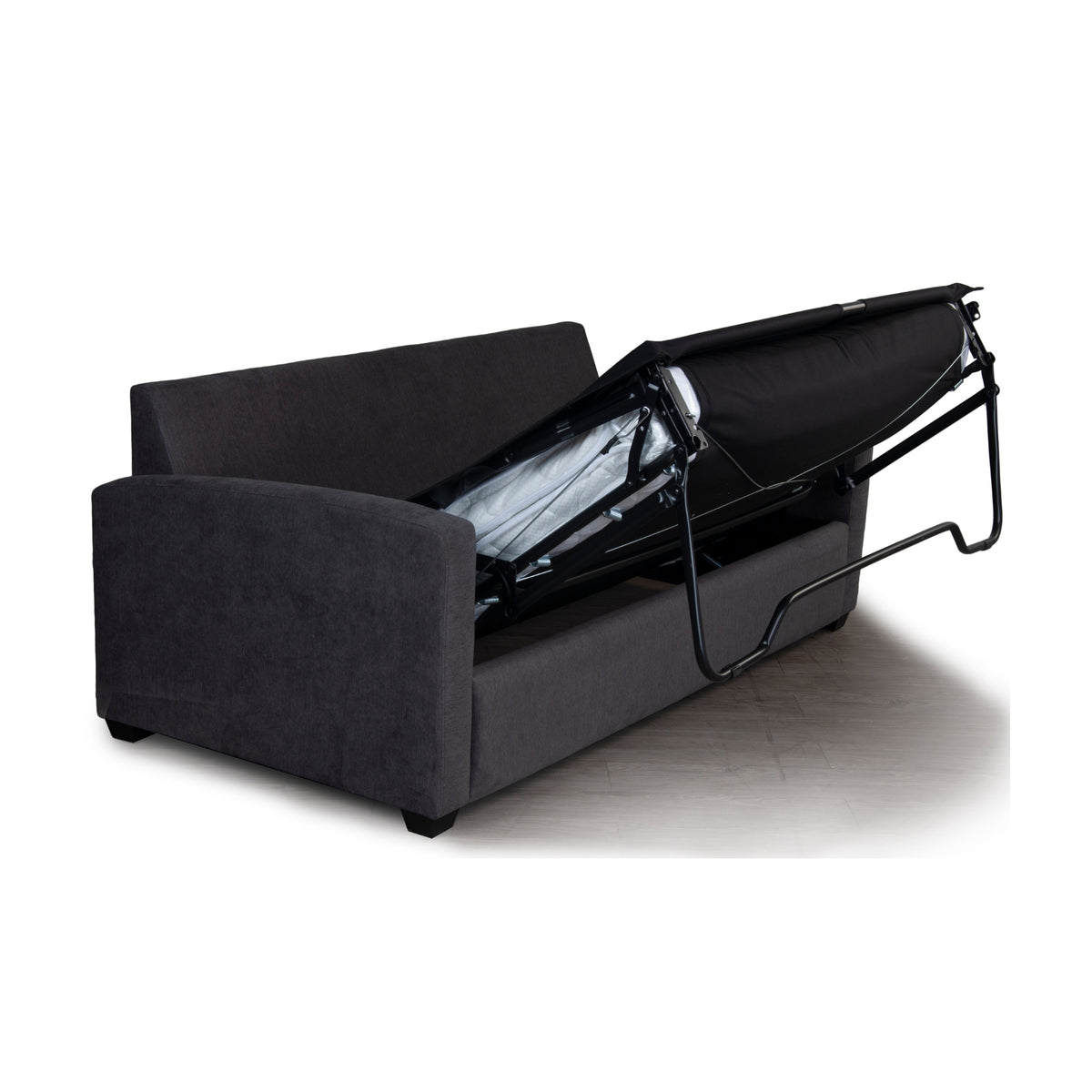 Nathan  Fabric Sofa Double Bed Lounge Couch Memory Foam Mattress Graphite Dark Grey