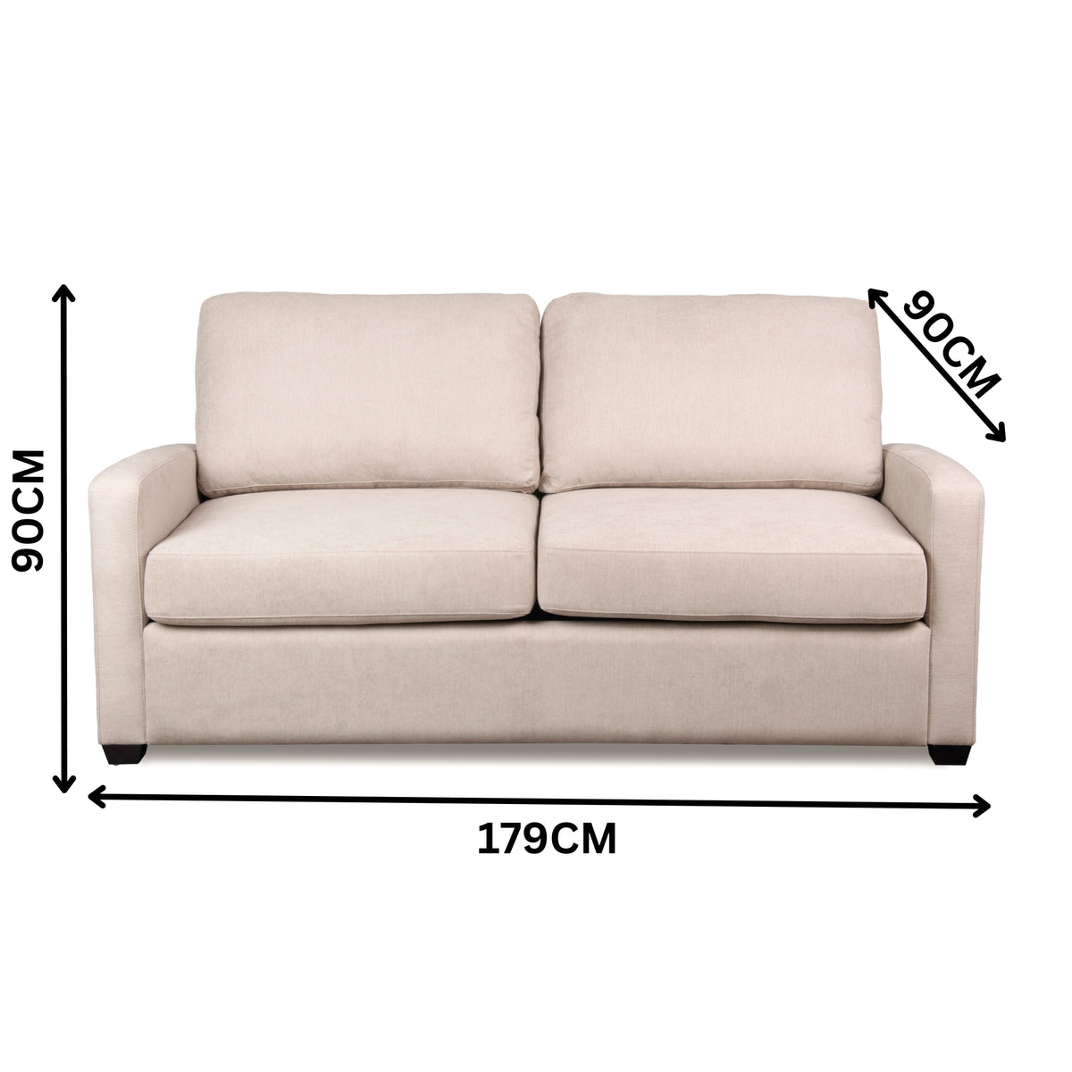 Nathan  Fabric Sofa Double Bed Lounge Couch Memory Foam Mattress Nouget Beige