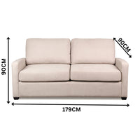 Nathan  Fabric Sofa Double Bed Lounge Couch Memory Foam Mattress Nouget Beige