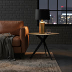 Neo 60cm Side Table Ceramic Tempered Glass Top Dark Grey