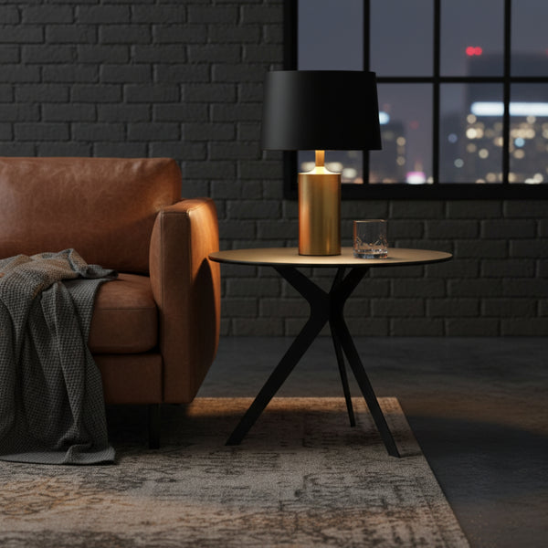 Neo 60cm Side Table Ceramic Tempered Glass Top Dark Grey
