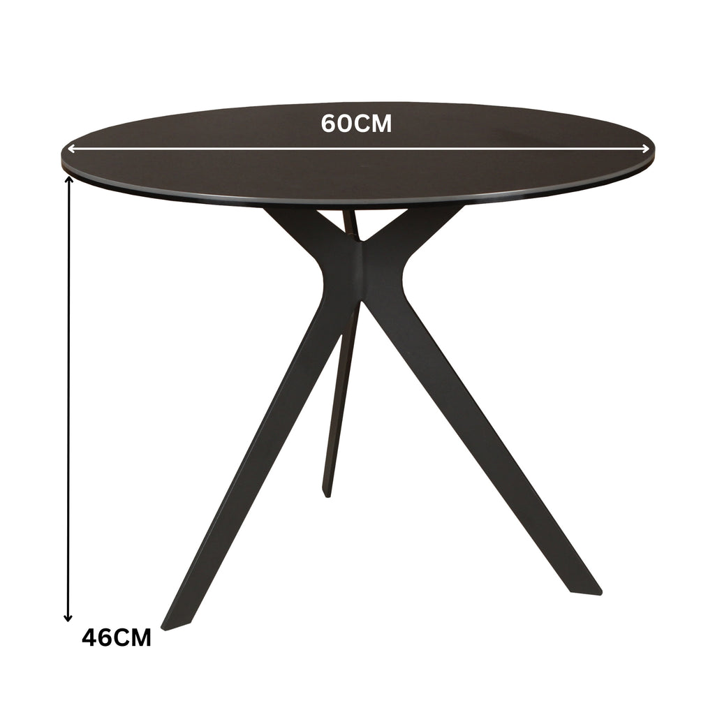 Neo 60cm Side Table Ceramic Tempered Glass Top Dark Grey