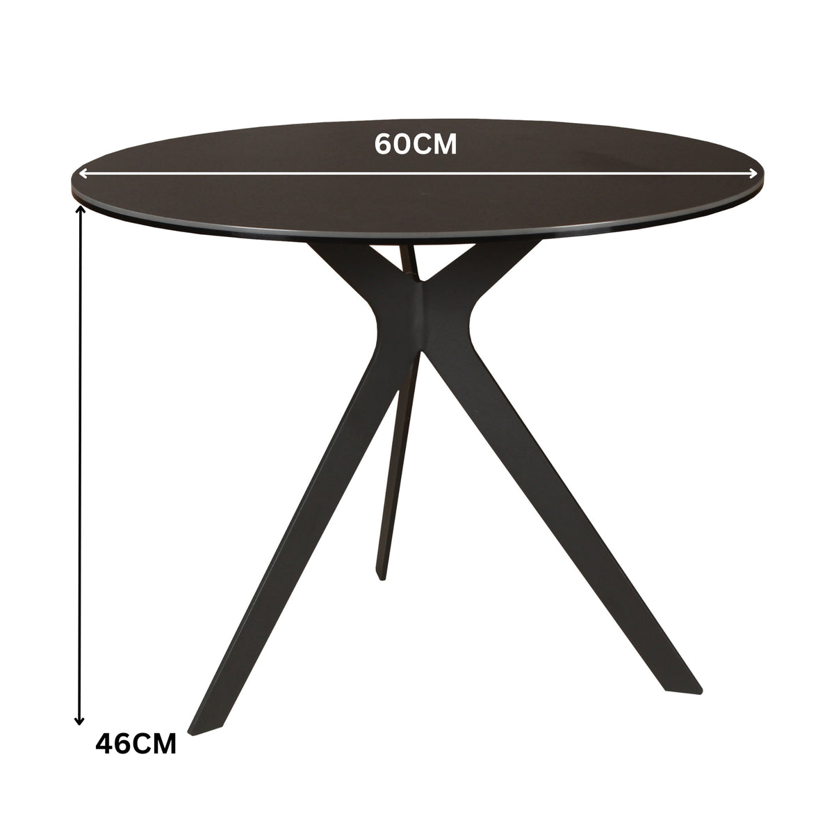 Neo 60cm Side Table Ceramic Tempered Glass Top Dark Grey
