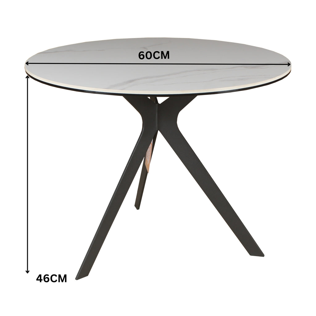 Neo 60cm Side Table Ceramic Tempered Glass Top White