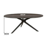 Neo 90cm Coffee Table Ceramic Tempered Glass Top Dark Grey