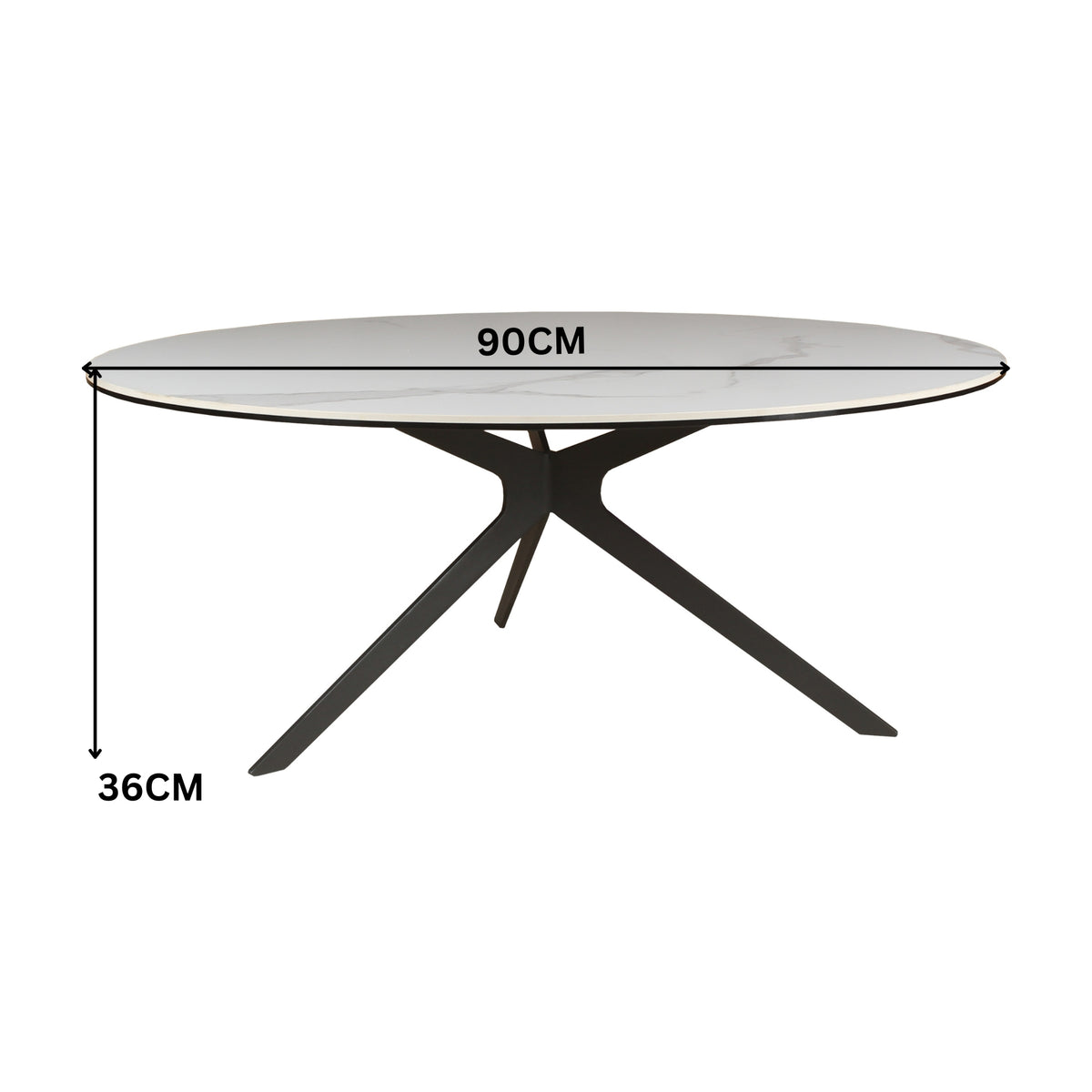 Neo 90cm Coffee Table Ceramic Tempered Glass Top White
