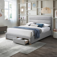 Neon Double Bed Frame 2 Drawer USB Port Light Grey