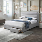 Neon King Bed Frame 2 Drawer USB Port Light Grey