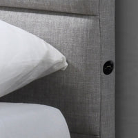 Neon Queen Bed Frame 2 Drawer USB Port Light Grey