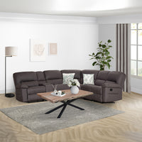 New Jersey 4 Seater Corner Modular Recliner Sofa Rhino Fabric Lounge Coffee Brown