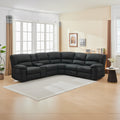 New Jersey 4 Seater Corner Modular Recliner Sofa Rhino Fabric Lounge Jet Grey