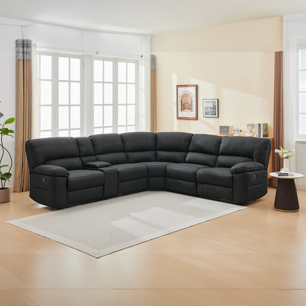 New Jersey 4 Seater Corner Modular Recliner Sofa Rhino Fabric Lounge Jet Grey