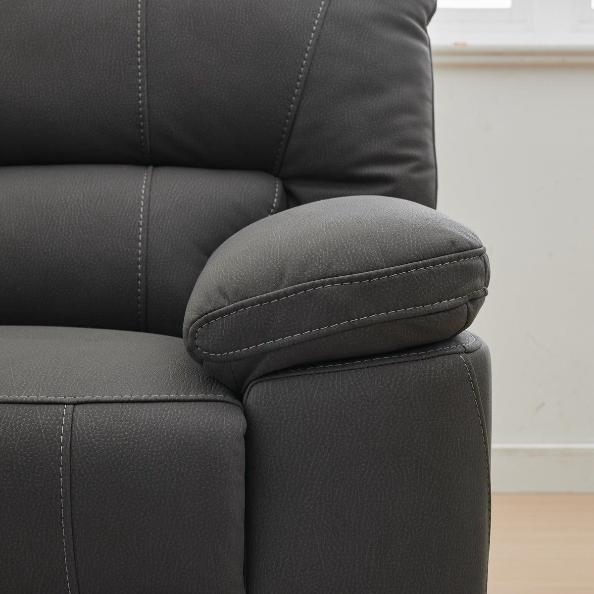 New Jersey 4 Seater Corner Modular Recliner Sofa Rhino Fabric Lounge Jet Grey