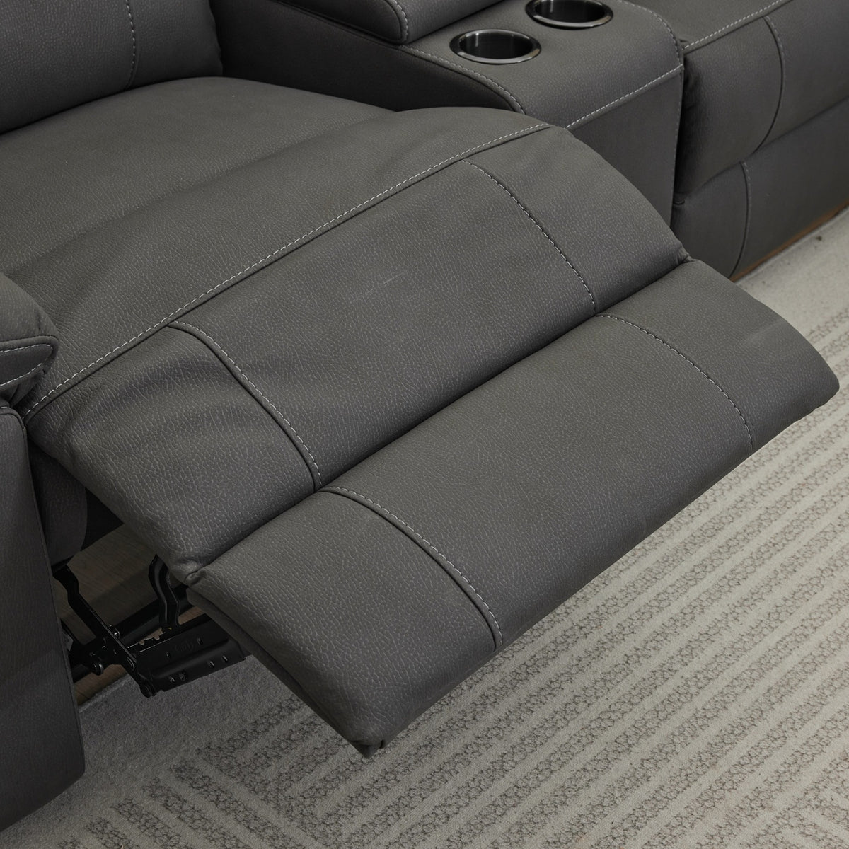 New Jersey 4 Seater Corner Modular Recliner Sofa Rhino Fabric Lounge Jet Grey
