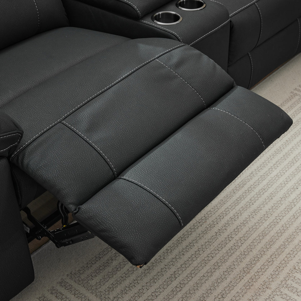 New Jersey 4 Seater Corner Modular Recliner Sofa Rhino Fabric Lounge Onyx Black