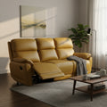 New York 3 Seater Manual Recliner Genuine Leather Mustard Orange