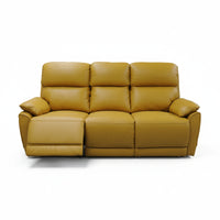 New York 3 Seater Manual Recliner Genuine Leather Mustard Orange