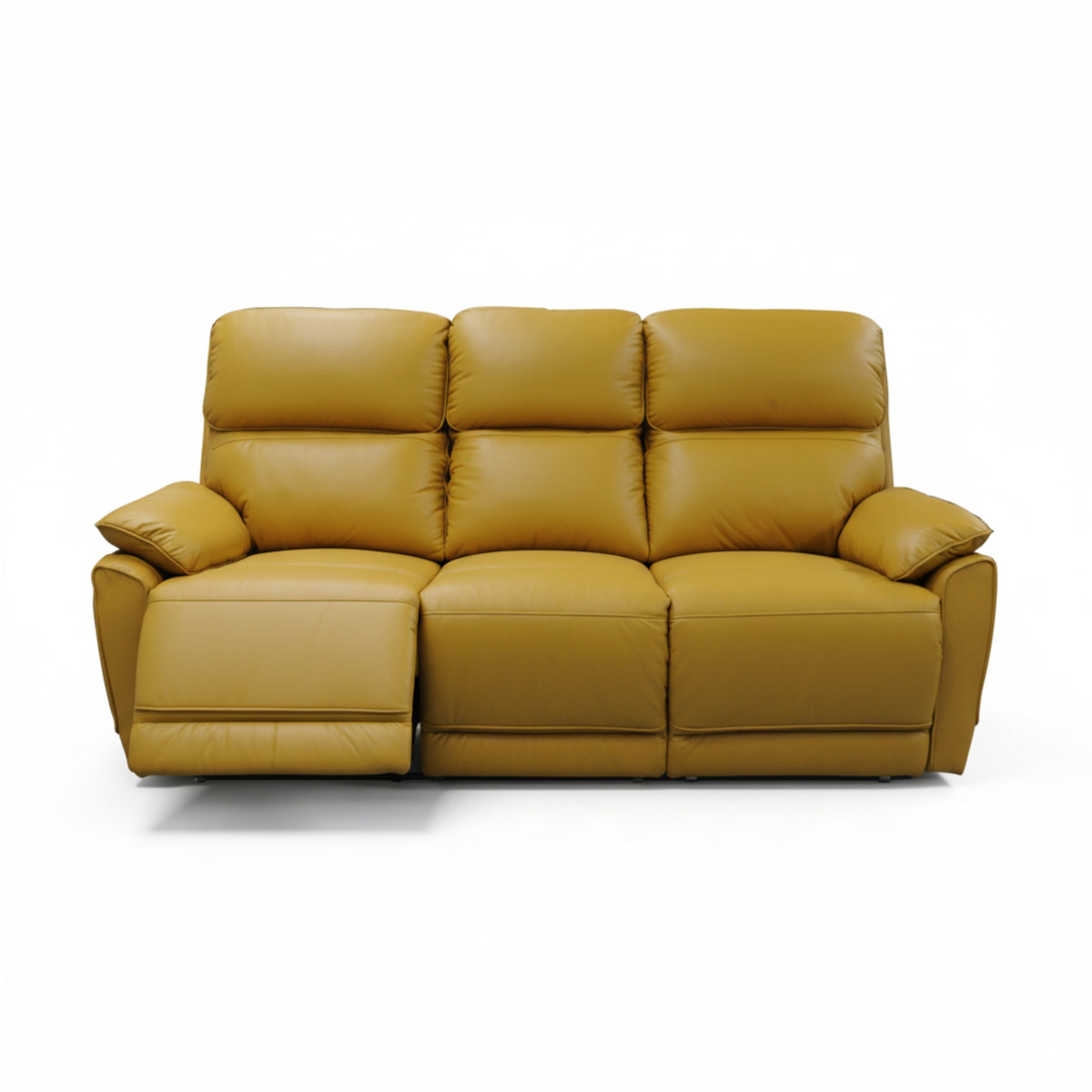 New York 3 Seater Manual Recliner Genuine Leather Mustard Orange