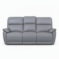 New York 3 Seater Manual Recliner Genuine Leather Stone Grey